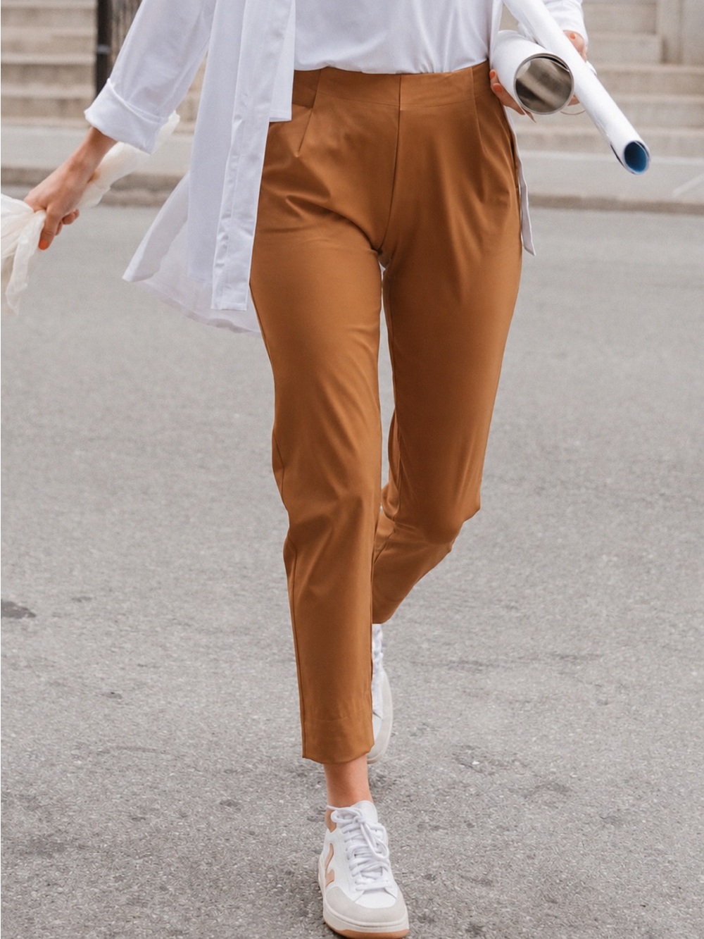 ADAY | Turn It Up High Rise Tapered Trouser Pants in Camel ~ Small